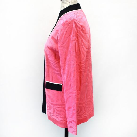 Ming Wang Pink Open Front Classic 100% Filament Cardigan Jacket & Top Set Small - Picture 5 of 14